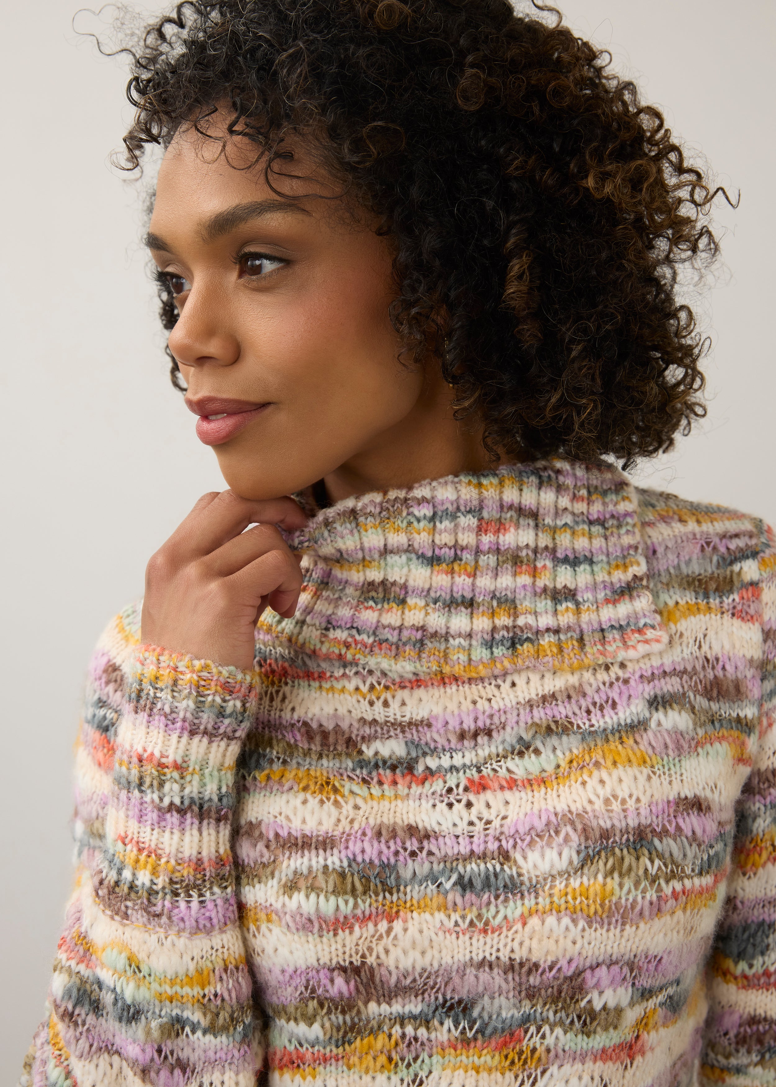 Enveloped Collar Sweater, Layered Spacedye, alternate view