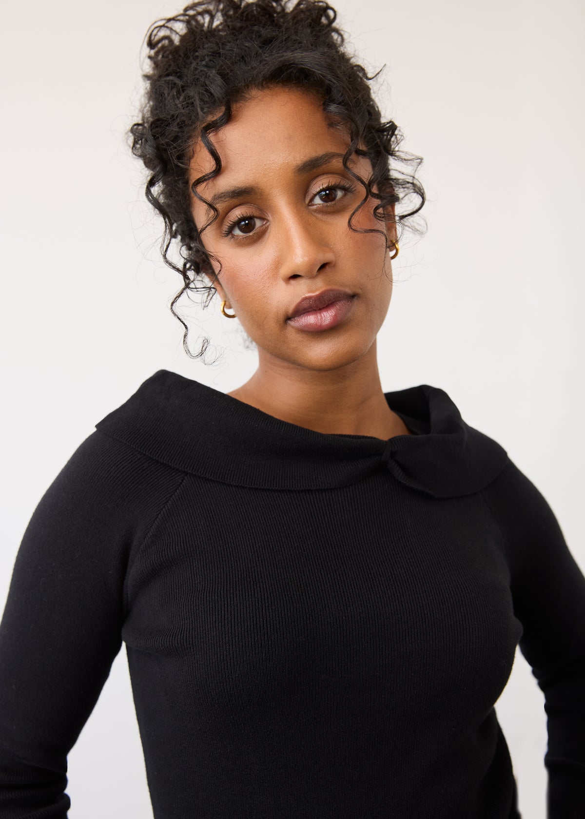 Long Sleeve Off The Shoulder Sweater, Black, alternate view