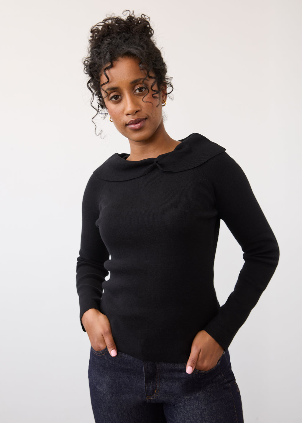 Long Sleeve Off The Shoulder Sweater, Black