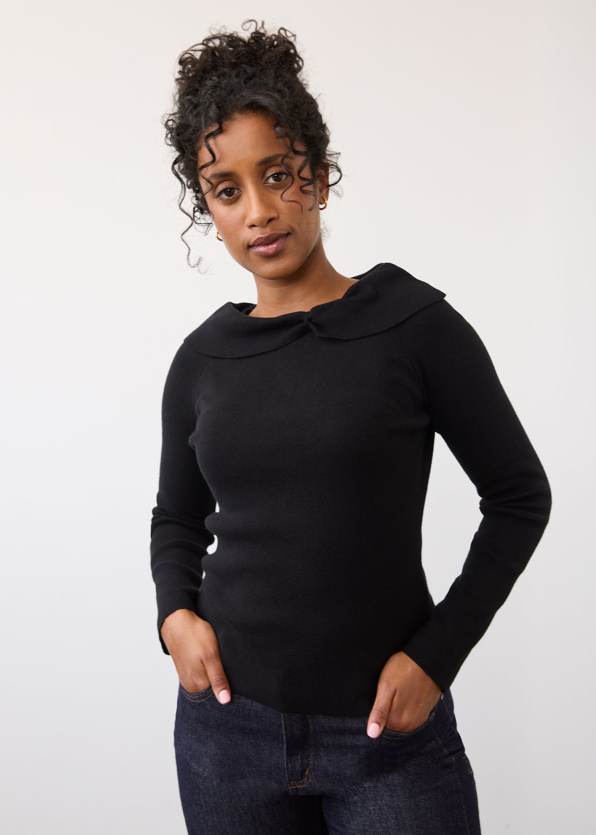 Long Sleeve Off The Shoulder Sweater, Black