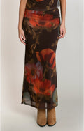 Mesh Floral Skirt, Brown/Orange Floral