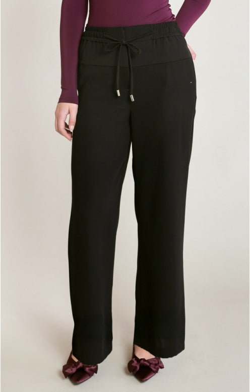 Satin Block Wide Pant, Black