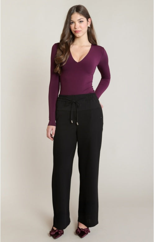 Satin Block Wide Pant, Black, alternate view