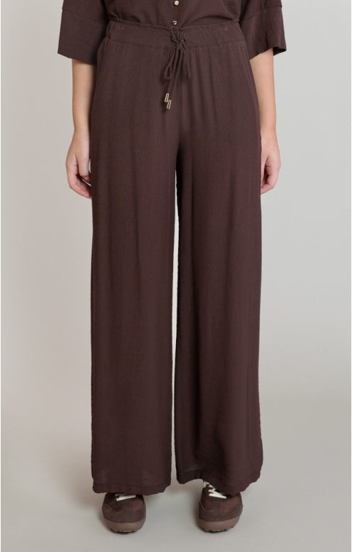 Flowy Wide Leg Pants, Dark Chocolate