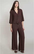 Flowy Wide Leg Pants, Dark Chocolate, alternate view