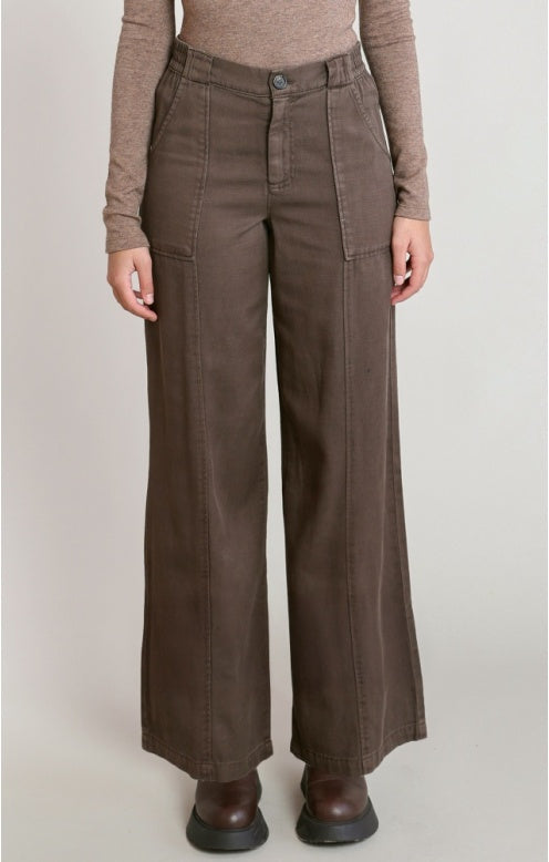 Twill Wide Leg Pant, Chestnut