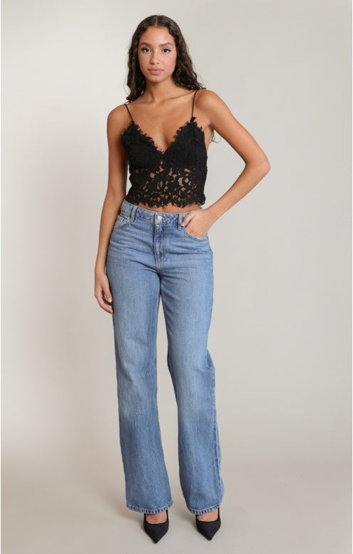 Embroidered Cami Top, Black, alternate view