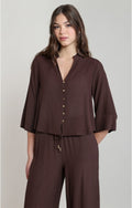 Wide Sleeves Blouse, Dark Chocolate