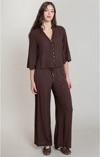 Wide Sleeves Blouse, Dark Chocolate, alternate view