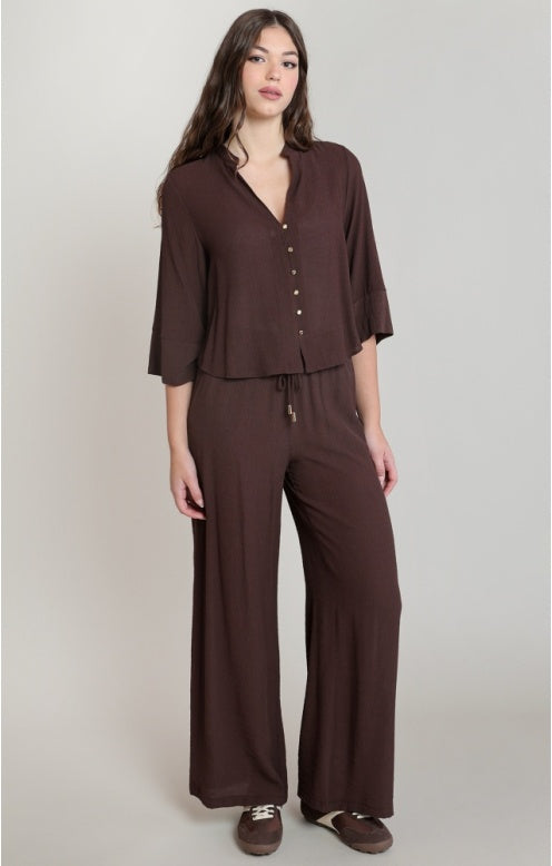 Wide Sleeves Blouse, Dark Chocolate, alternate view