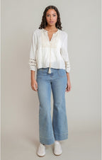 Crochet Trim Blouse, Ecru, alternate view