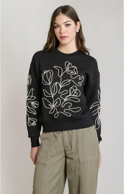Embroidered Sweatshirt, Black