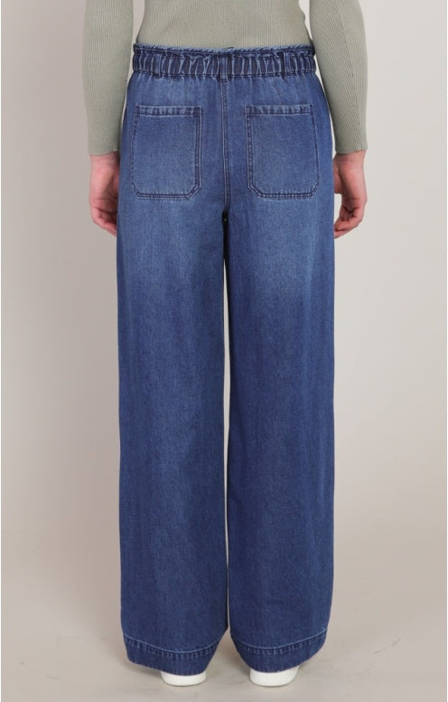 Wide Leg Denim Pant, Washed Indigo, alternate view