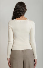 Scallop Neckline Sweater Top, Birch, alternate view