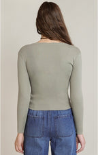 Scallop Neckline Sweater Top, Light Sage, alternate view