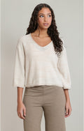 V-Neck Sweater Top, Soft Oatmeal Mix