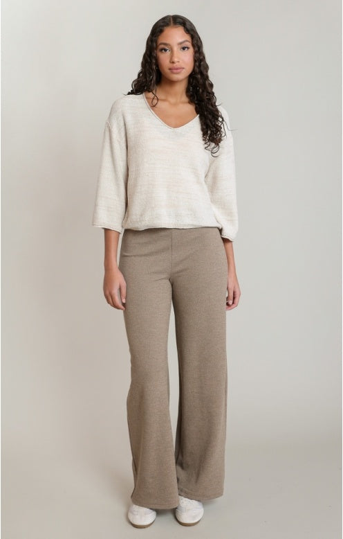 V-Neck Sweater Top, Soft Oatmeal Mix, alternate view