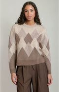 Diamond Sweater, Oatmeal/Brown