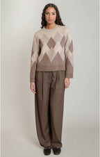 Diamond Sweater, Oatmeal/Brown, alternate view