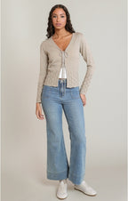 Front Tie Cardigan, Oatmeal, alternate view