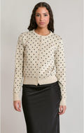 Polkadot Cardigan, Oatmeal Polka Dot