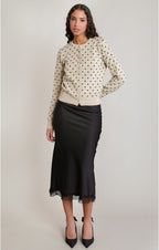 Polkadot Cardigan, Oatmeal Polka Dot, alternate view
