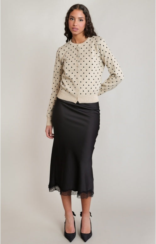 Polkadot Cardigan, Oatmeal Polka Dot, alternate view