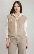 Hooded Boucle Vest, Beige