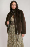Faux Shearling Jacket, Dark Brown
