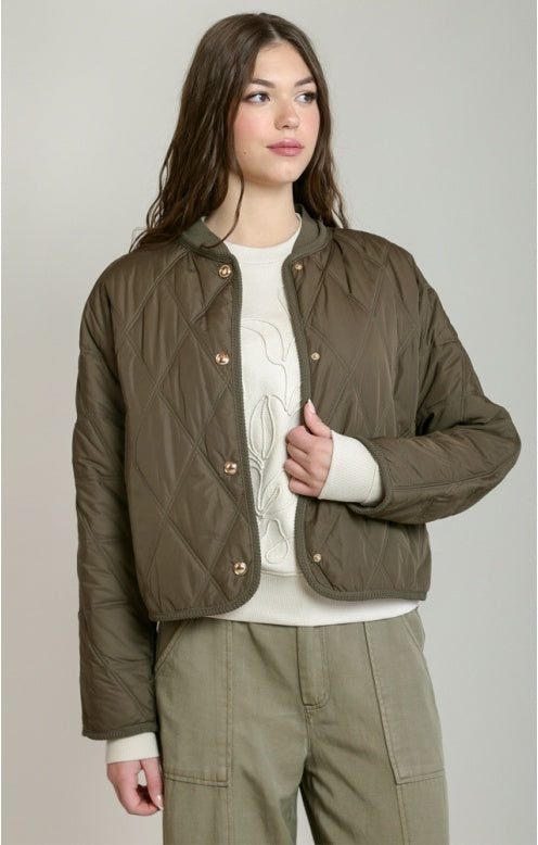 Quilted Jacket, Dark Khaki Green