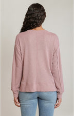 V-Neck Knit Top, Dusty Rose, alternate view