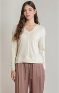 V-Neck Knit Top, Shell