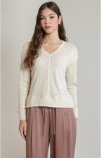 V-Neck Knit Top, Shell