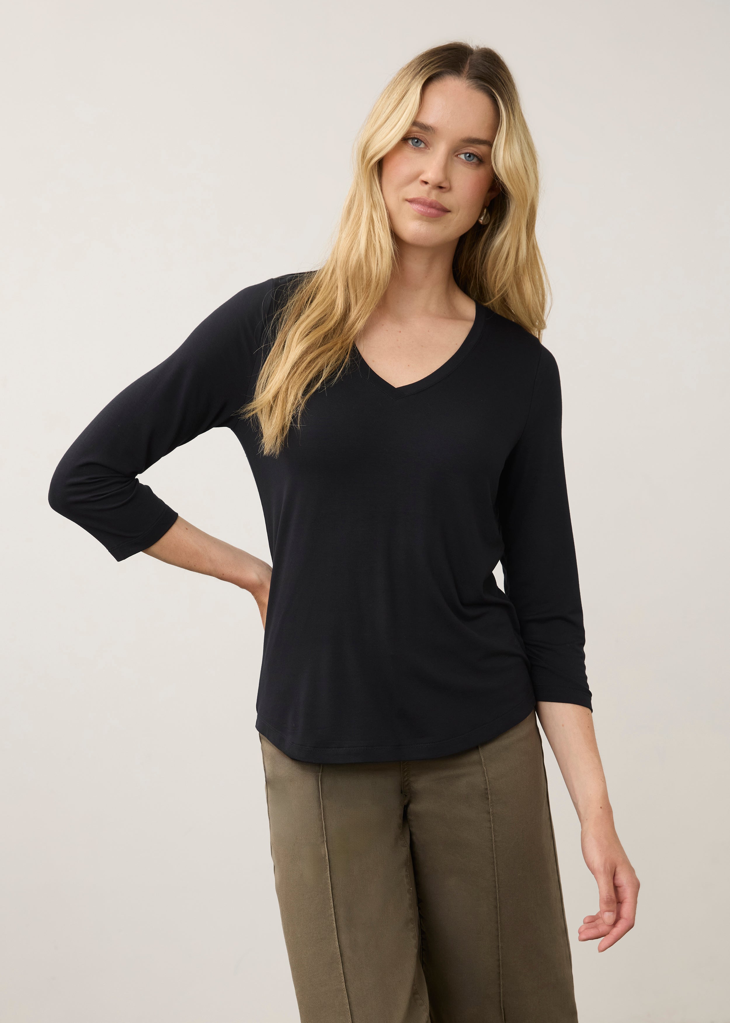 V-Neck Top, Black