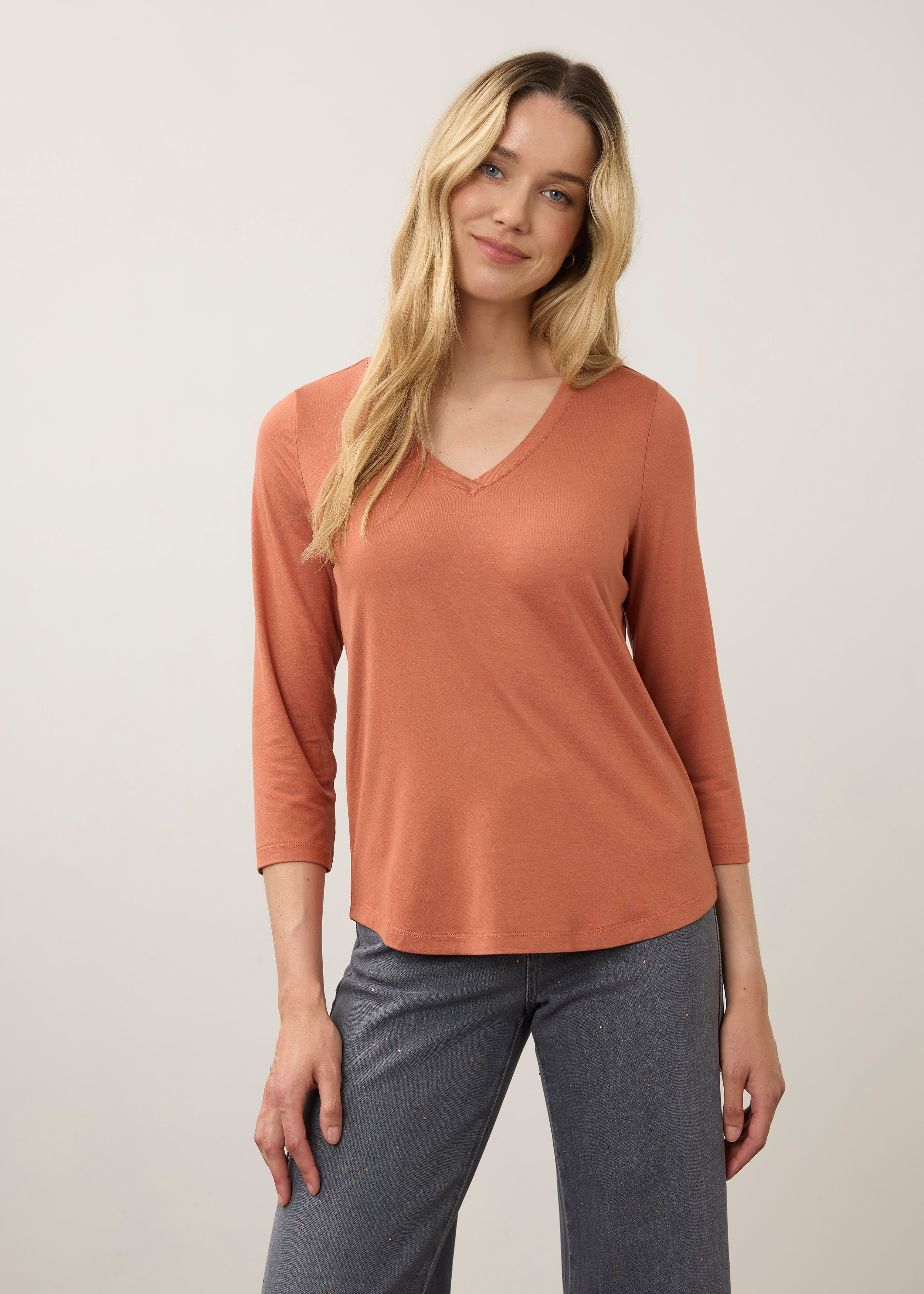 V-Neck Top, Pumpkin Spice