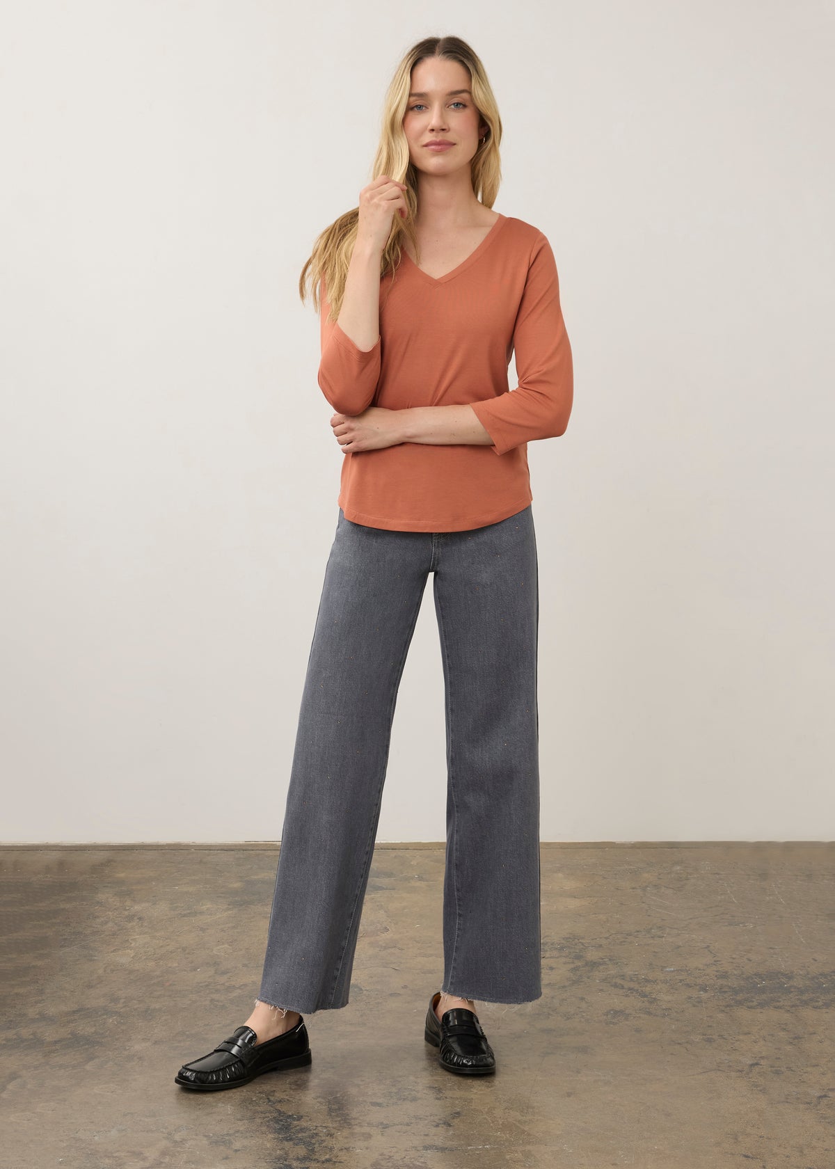 V-Neck Top, Pumpkin Spice, alternate view