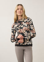 Mock Neck Top, Neutral Twin Print