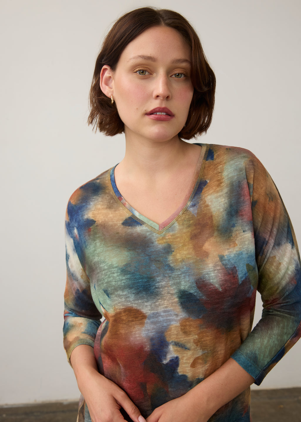 Drop Shoulder V Neck Top, Courage, alternate view