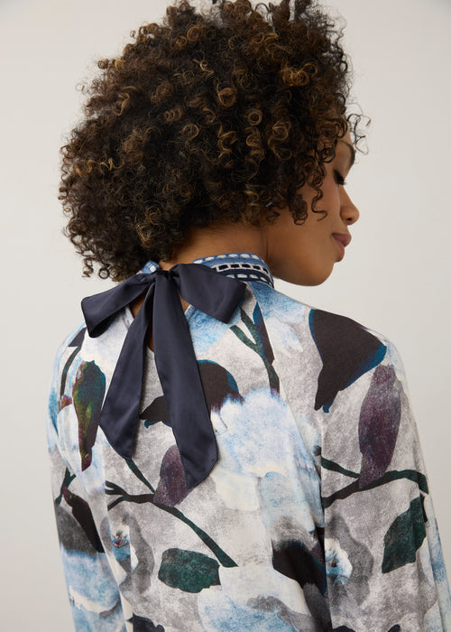 Bow Back Neck Top, De Winter Floral, alternate view