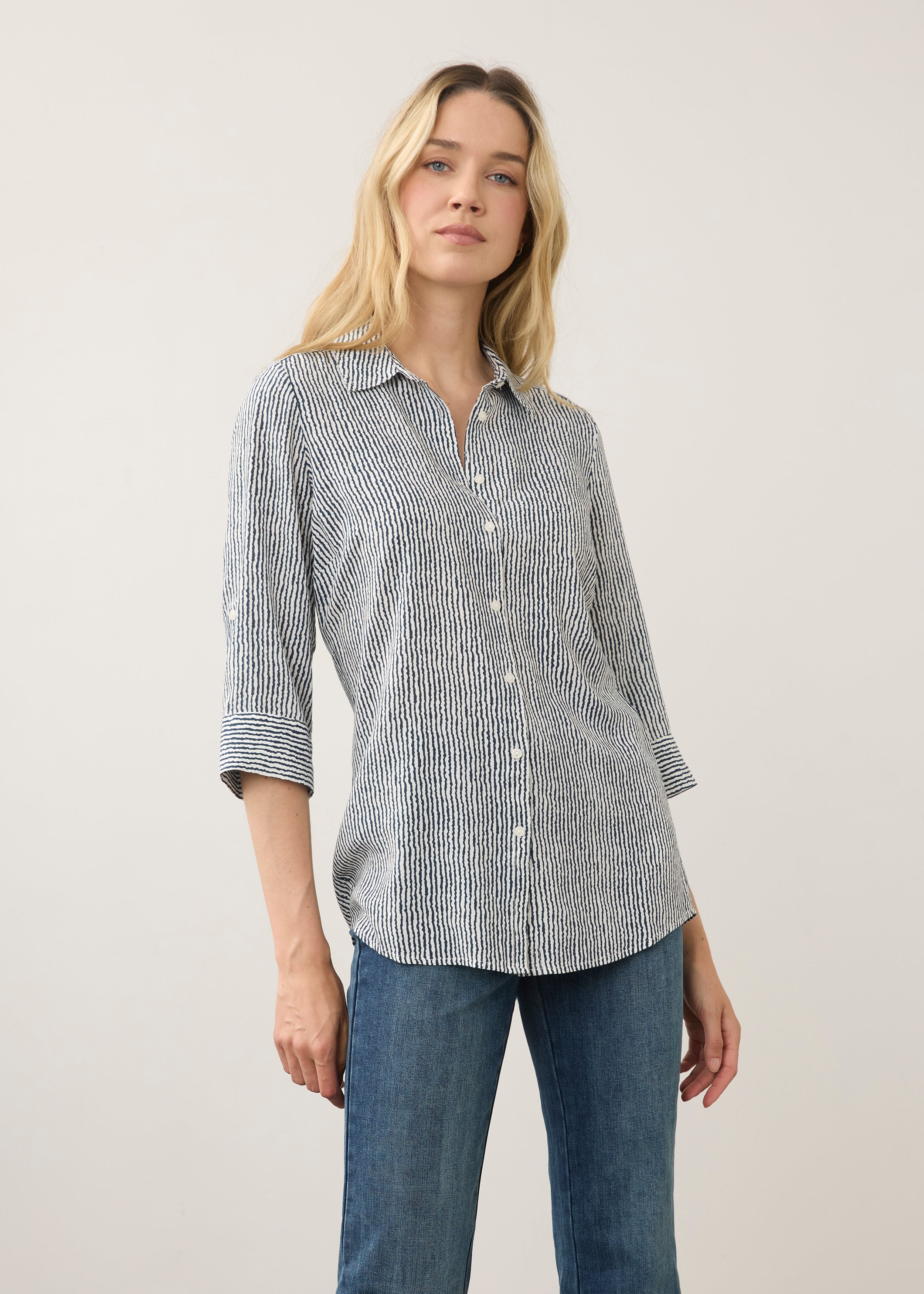 Long Sleeve Stripe Tunic, Blueberry Stripe