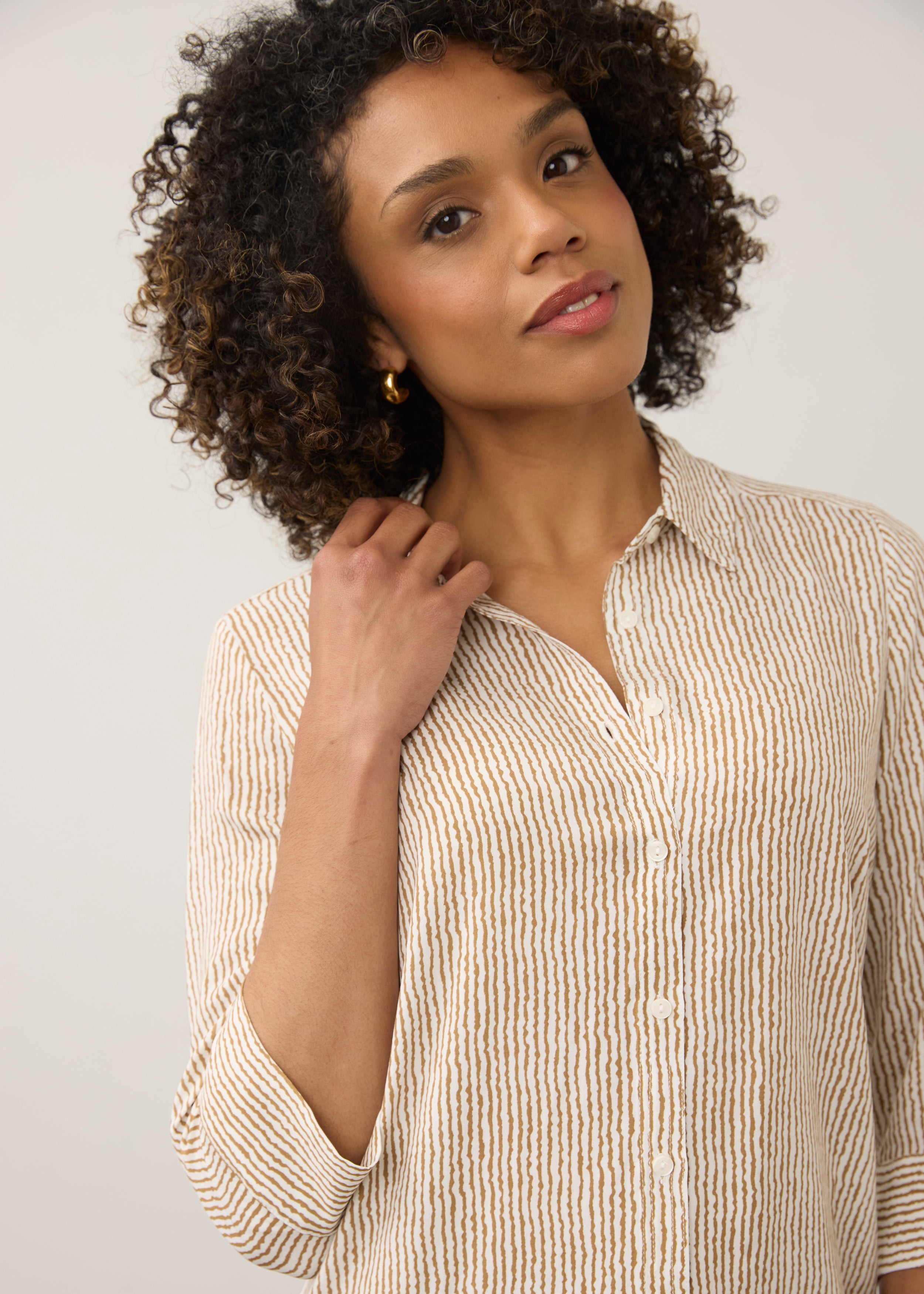 Long Sleeve Stripe Tunic, Maple Stripe, alternate view