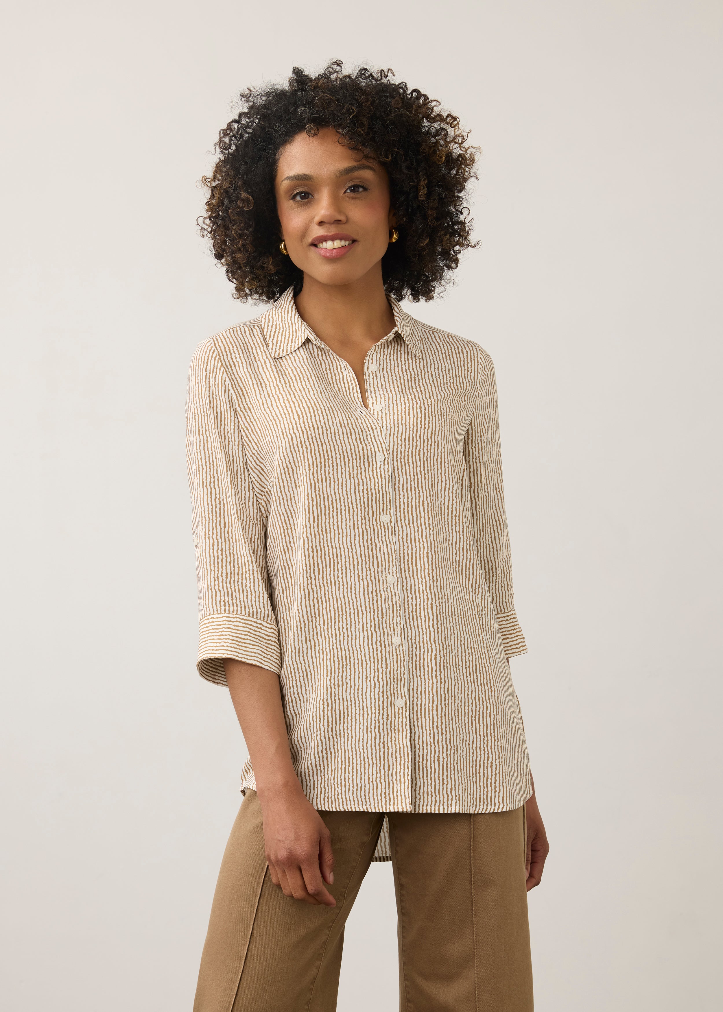 Long Sleeve Stripe Tunic, Maple Stripe