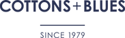 Cottons and Blues wordmark, navy